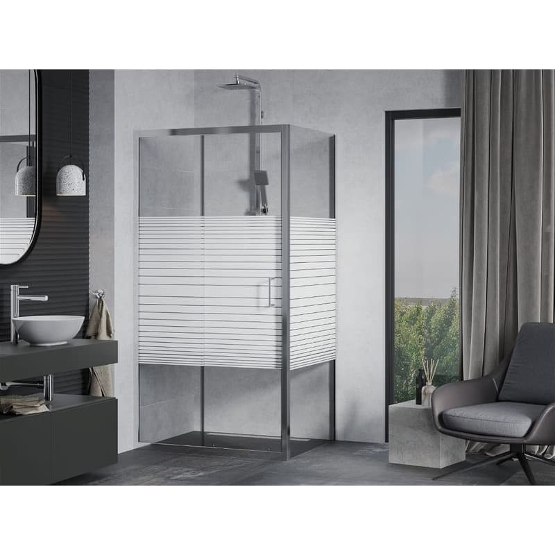 MEXEN/S - APIA sprchovací kút 140x100, dekor - pruhy, chróm 840-140-100-01-20 2