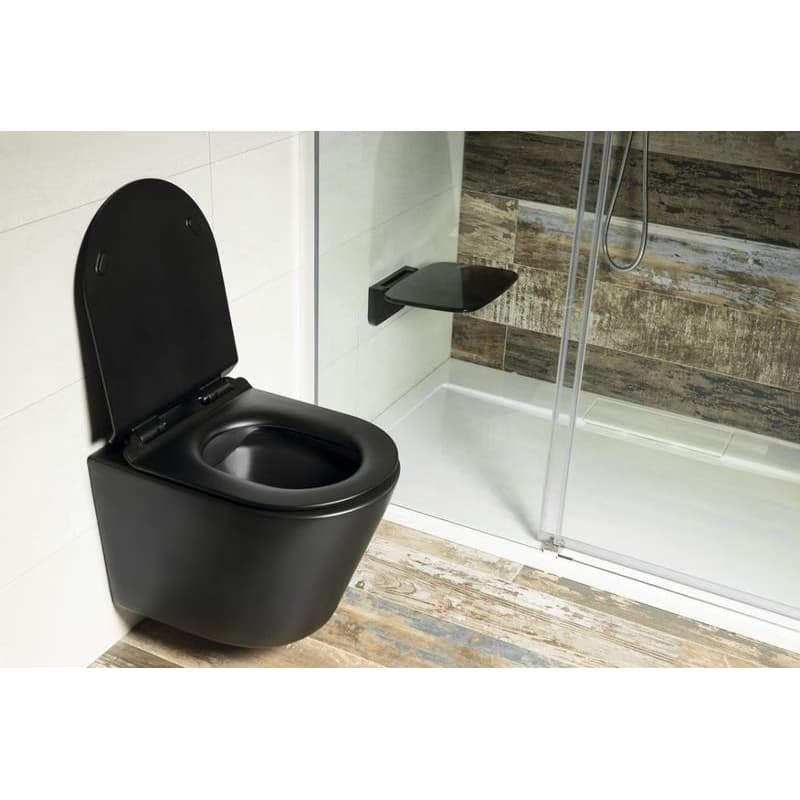 SAPHO - PACO závesná WC misa, Rimless, 36x53cm, čierna mat PZ1012WRB 3