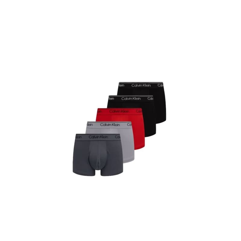 Pánske boxerky CALVIN KLEIN 5 PACK - Relaxed Dart Trunks Icon Cotton Stretch 3-Pack black w chalk logo black w currie