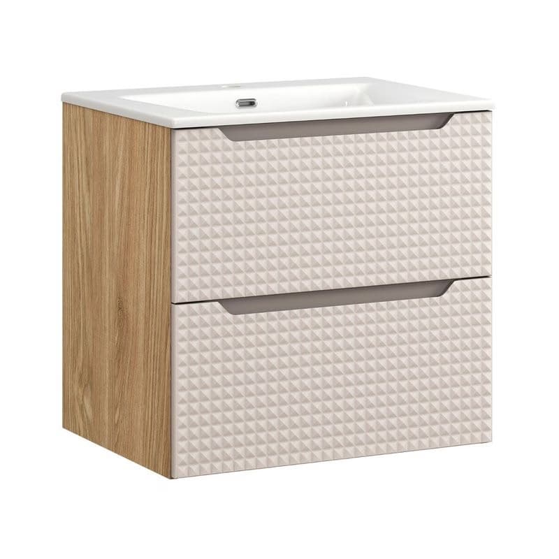 Závesná skrinka Luxor Beige Sky I so zápustným umývadlom 60 cm béžová/dub olejovaný