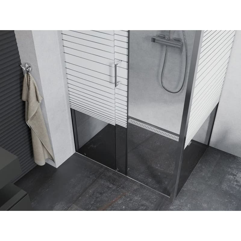 MEXEN/S - APIA sprchovací kút 100x70, dekor - pruhy, chróm 840-100-070-01-20 5