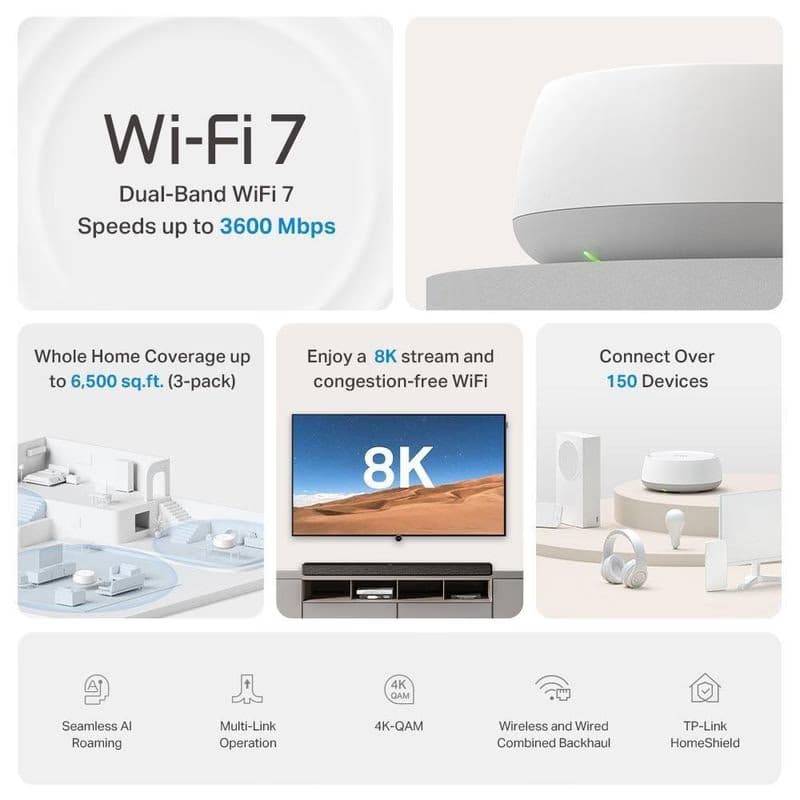 TP-Link Deco BE22(2-pack) WiFi7 Mesh (BE3600, 2, 4GHz/5GHz, 2xGbELAN/WAN) 3
