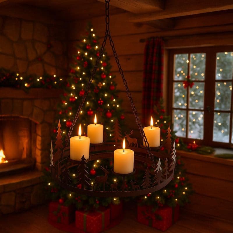 Závesný kovový adventný veniec 1