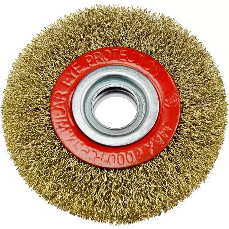 Kefa okružná, 125 mm, otvor 20 mm, vlnitý oceľový pomosadzený drôt, Drel 1