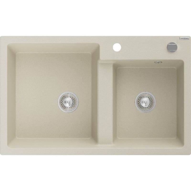 MEXEN MEXEN - Tomas granitový drez 2-bowl 800x500 mm, béžový, sifón chróm 6516802000-69 1