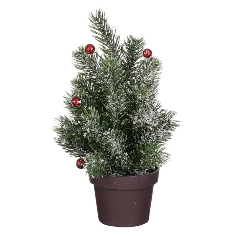 Vianočný stromček  zelený s bobuľami omrznutý výš. 24 x hl. 12 cm 1 1