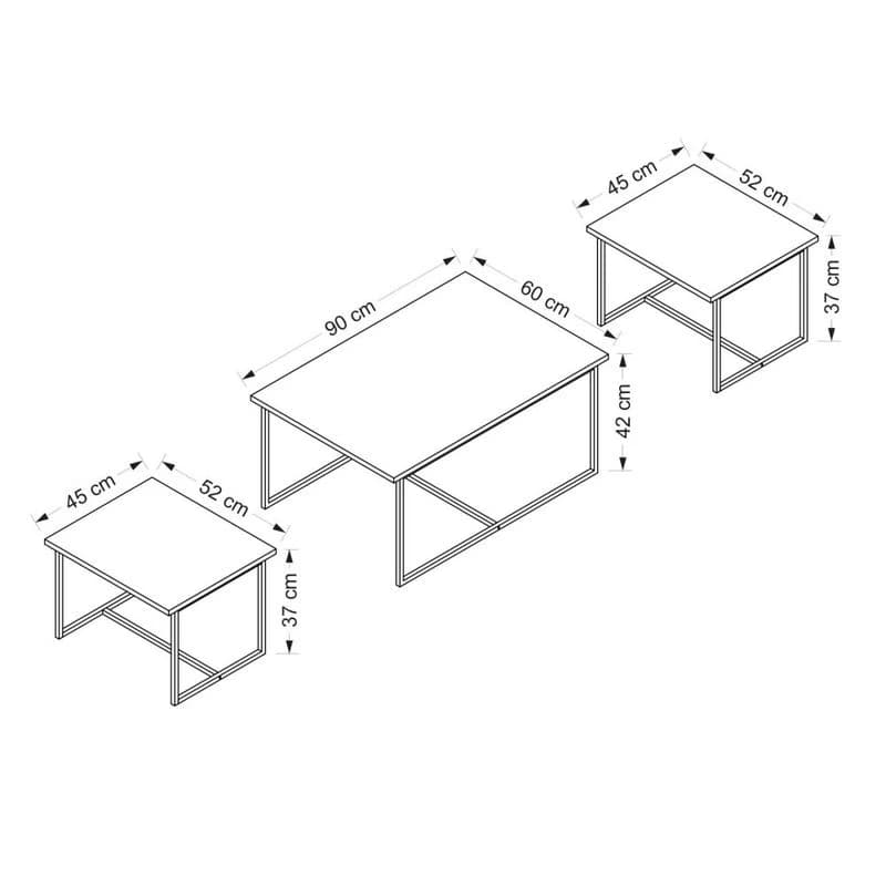 Sada odkladacích stolíkov (3 kusy) Levada - Walnut 3
