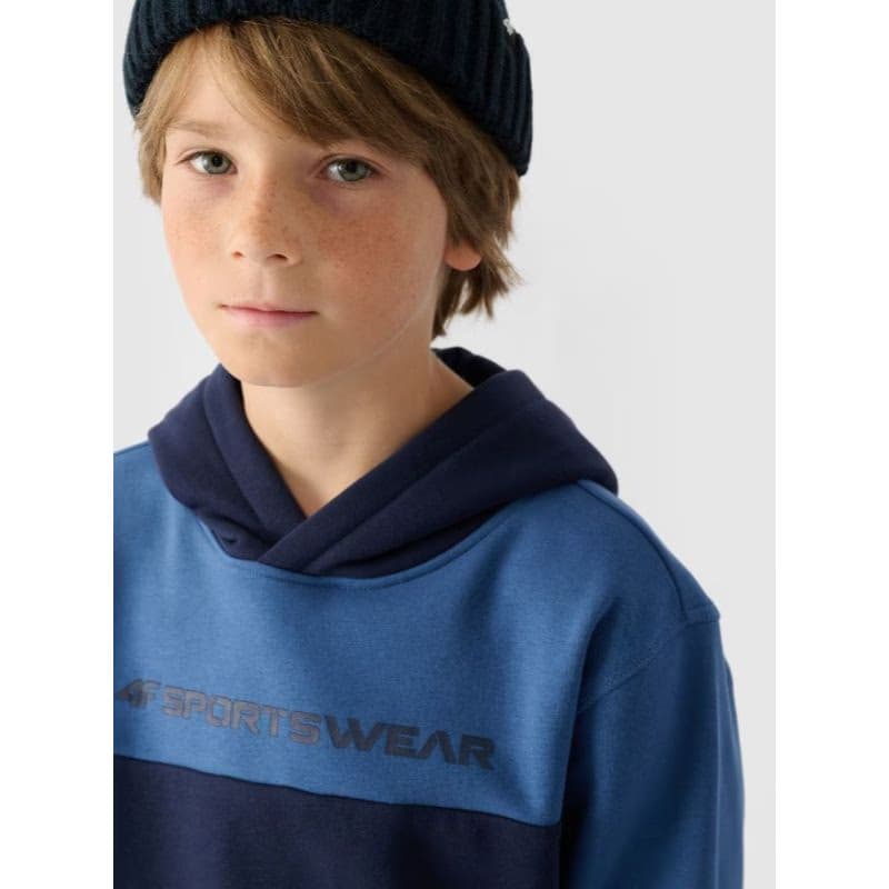 Chlapčenská mikina s kapucňou 4F JUNIOR SWEATSHIRT-JWAW24TSWSM1222-30S-DARK BLUE 2