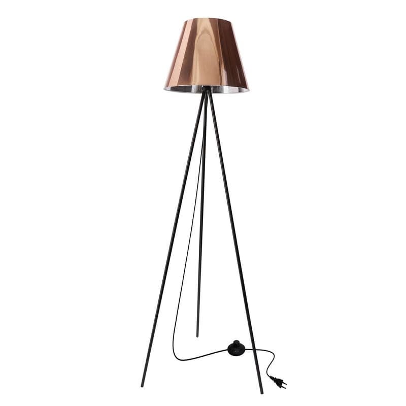 Stojaca lampa PLATINO čierna 1x40W E27 medené tienidlo 1