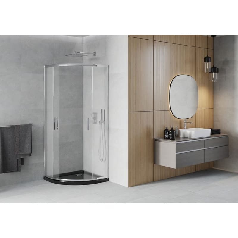 MEXEN/S - Rio štvrťkruhový sprchovací kút 90 x 90, mráz, chróm + vanička so sifónom Flat, čierny 863-090-090-01-30-4170 3