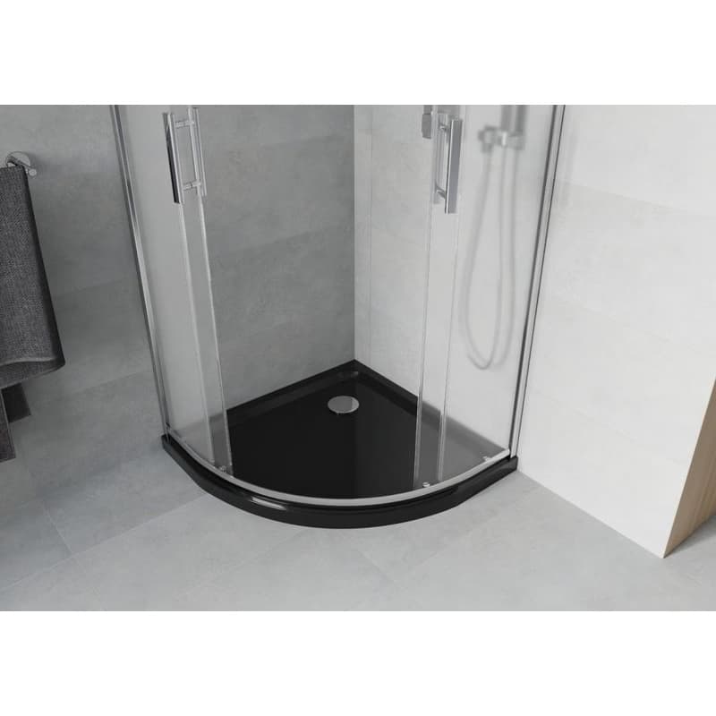 MEXEN/S - Rio štvrťkruhový sprchovací kút 90 x 90, mráz, chróm + vanička so sifónom Flat, čierny 863-090-090-01-30-4170 5