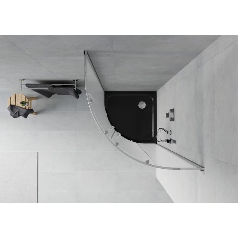 MEXEN/S - Rio štvrťkruhový sprchovací kút 90 x 90, mráz, chróm + vanička so sifónom Flat, čierny 863-090-090-01-30-4170 6