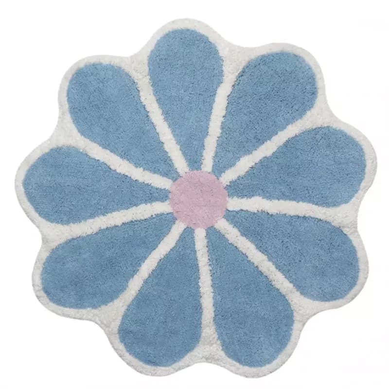 Kúpeľňový koberček Fi 70cm modrý Cotton Floral 1