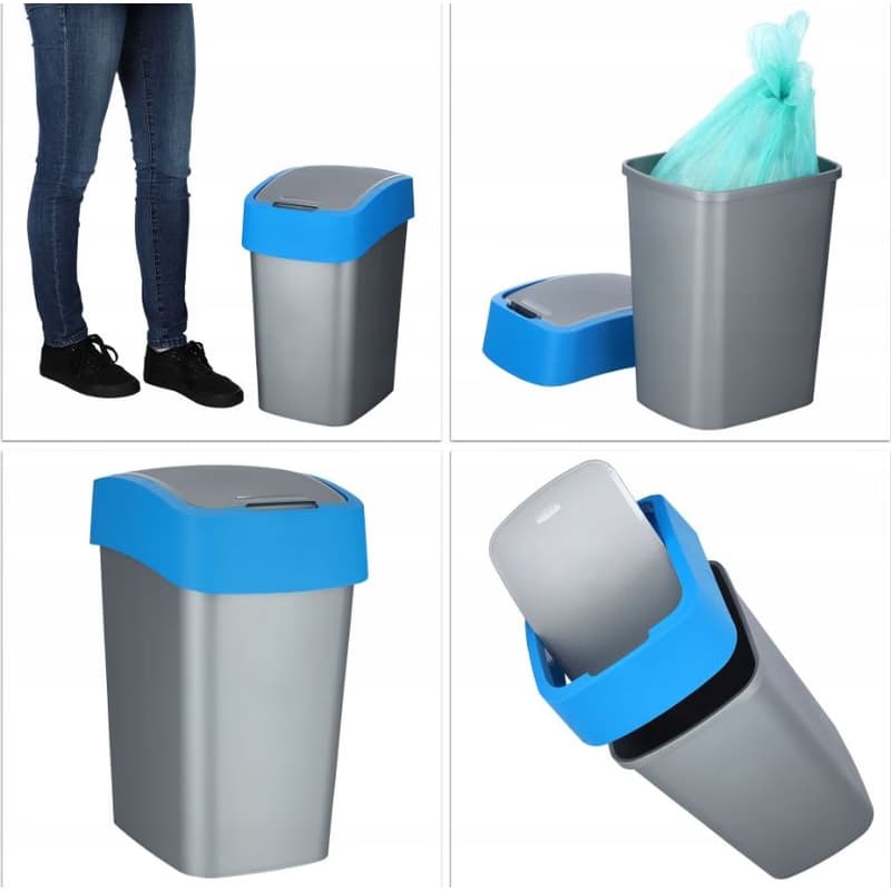 CURVER Odpadkový kôš FLIP BIN 25l | strieborná / modrá 5