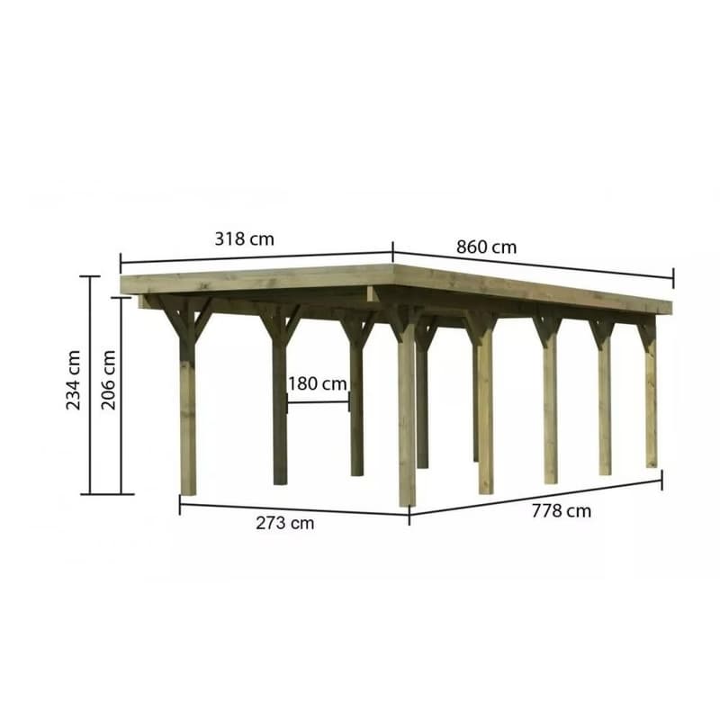 Drevený prístrešok / carport CLASSIC 3A s plechmi Lanitplast 5