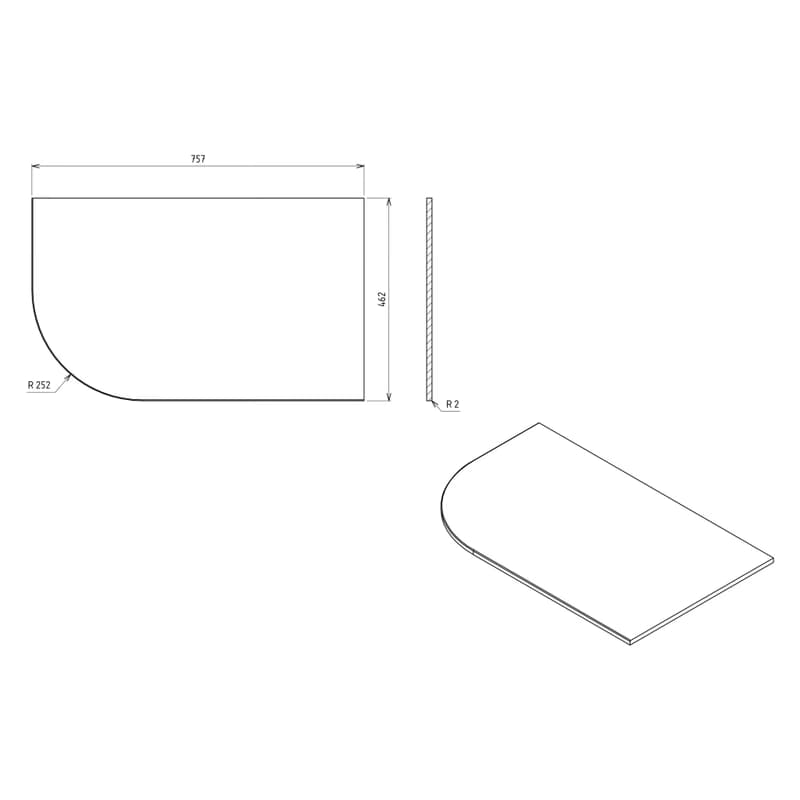 SAPHO - PULSE Rockstone doska 757x12x462, pravá, biela mat BM760-0101 2
