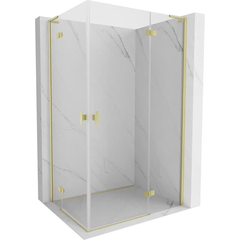 MEXEN/S - Mist-H L Duo sprchovací kút dvere krídlové 70 x 95, transparent, zlato kartáčovaná 8A5L-070L-095P-55-00
