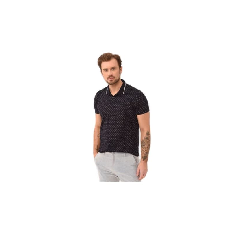 Pánske polo tričko s krátkym rukávom VOLCANO CARO-600-NAVY 1