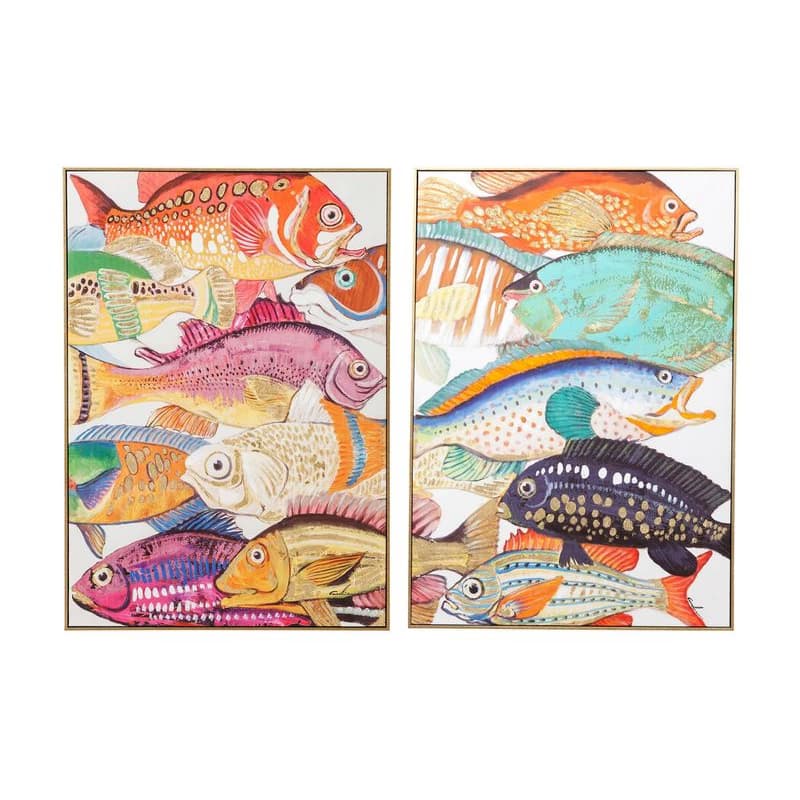 Fish Meeting One set 2 obrazov v ráme 75x100 cm