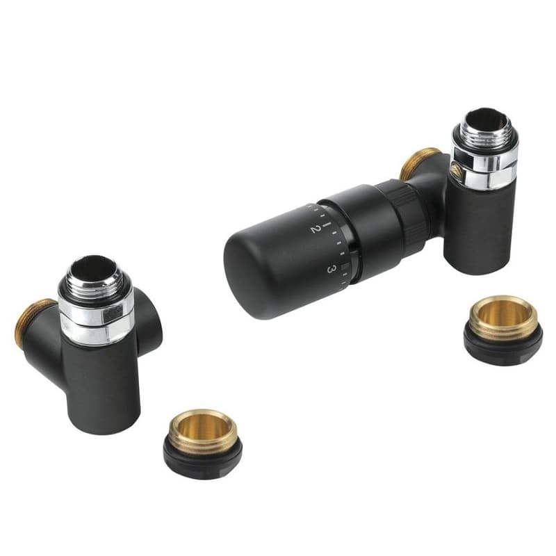 SAPHO - CORNER COMBI pripojovacia sada ventilov termostatická, pravé prevedenie, čierna mat CP3022BS
