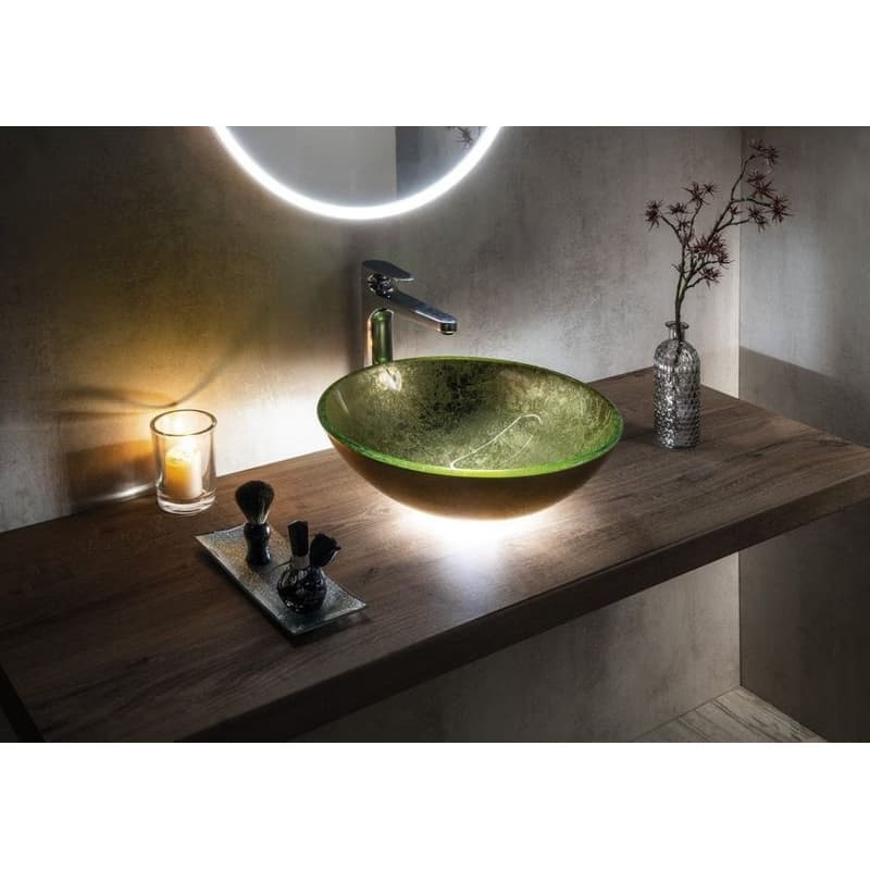 SAPHO - SHAY sklenené umývadlo na dosku priemer 42cm, zlatá 2501-22 5