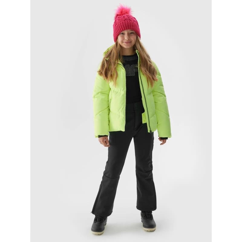 Dievčenská lyžiarska bunda 4F JUNIOR TECHNICAL JACKET-JAW23TTJAF293-72N-LEMON NEON 4