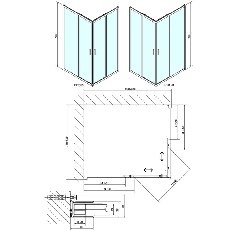 POLYSAN - EASY obdĺžniková sprchová zástena 900x800, číre sklo EL5315 2