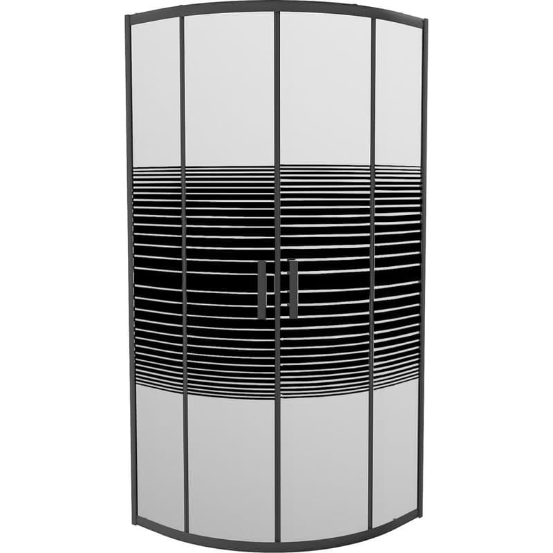 MEXEN - Rio sprchovací kút štvrťkruh 80 x 80, pruhy, čierna 863-080-080-70-20