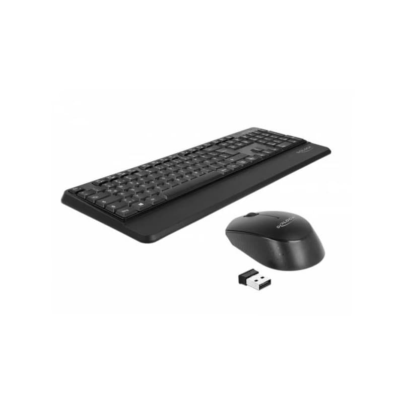 Delock Sada USB klávesnice a myši, 2,4 GHz, bezdrôtová, čierna (s podložkou pre zápästie)