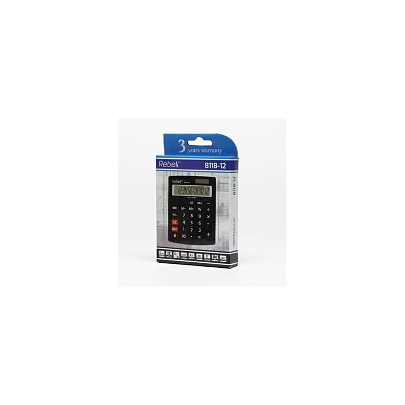 Rebell Kalkulačka RE-8118-12 BX, čierna, stolová, dvanásťmiestna 3