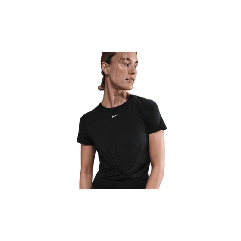 Dámske tréningové tričko s krátkym rukávom NIKE W NK ONE CLSC DF TWST SS TP WT BLACK WHITE