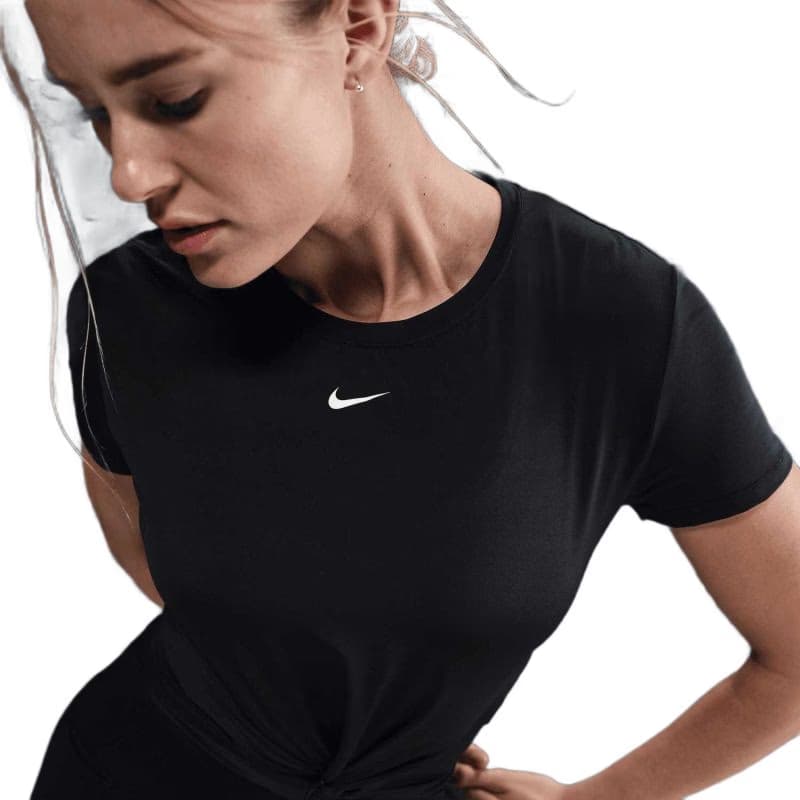 Dámske tréningové tričko s krátkym rukávom NIKE W NK ONE CLSC DF TWST SS TP WT BLACK WHITE 2