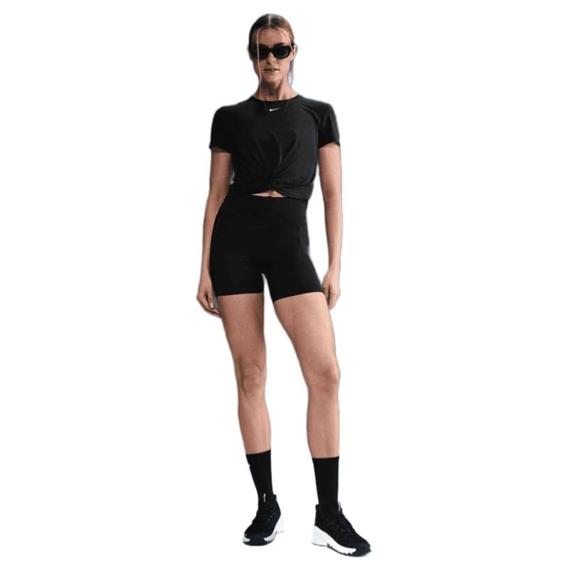 Dámske tréningové tričko s krátkym rukávom NIKE W NK ONE CLSC DF TWST SS TP WT BLACK WHITE 4