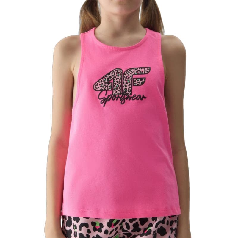 Dievčenské tielko 4F JUNIOR TSHIRT-4FJWSS24TTSHF1141-54N-PINK NEON 3