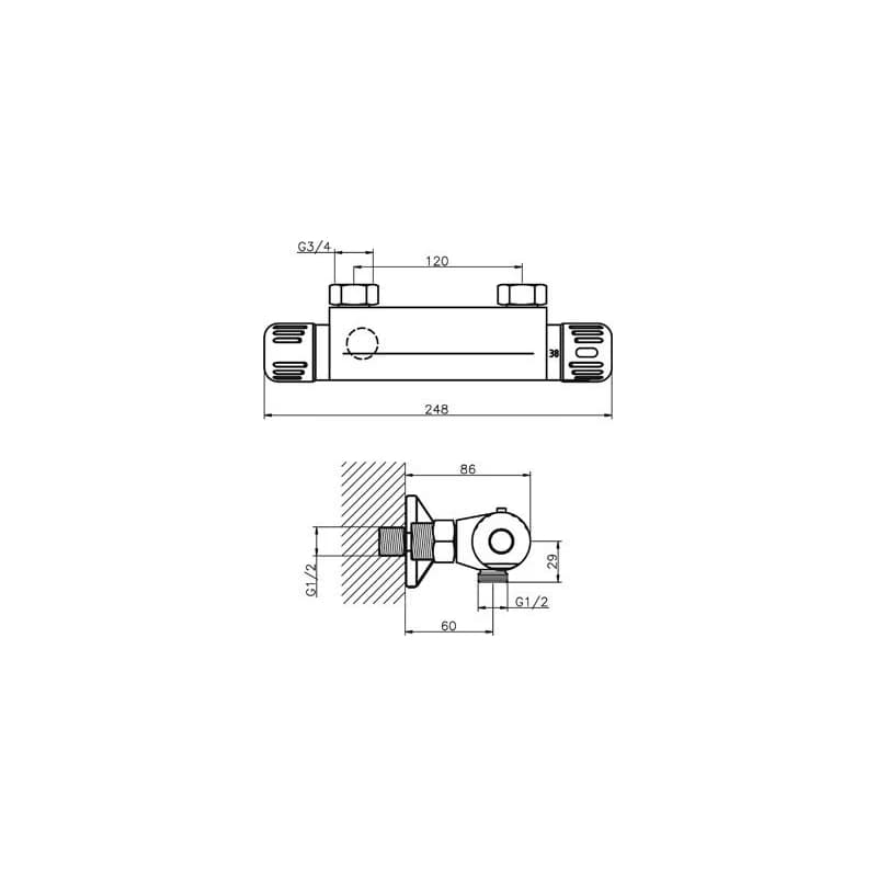 NOVASERVIS - Sprchová termostatická batéria 120 mm Aquamat chróm 2664/1,0 6