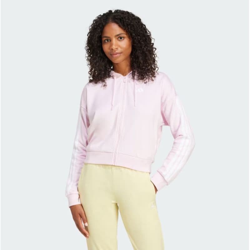 Dámska mikina so zipsom ADIDAS W 3S FT FZ HD CLPINK WHITE 2