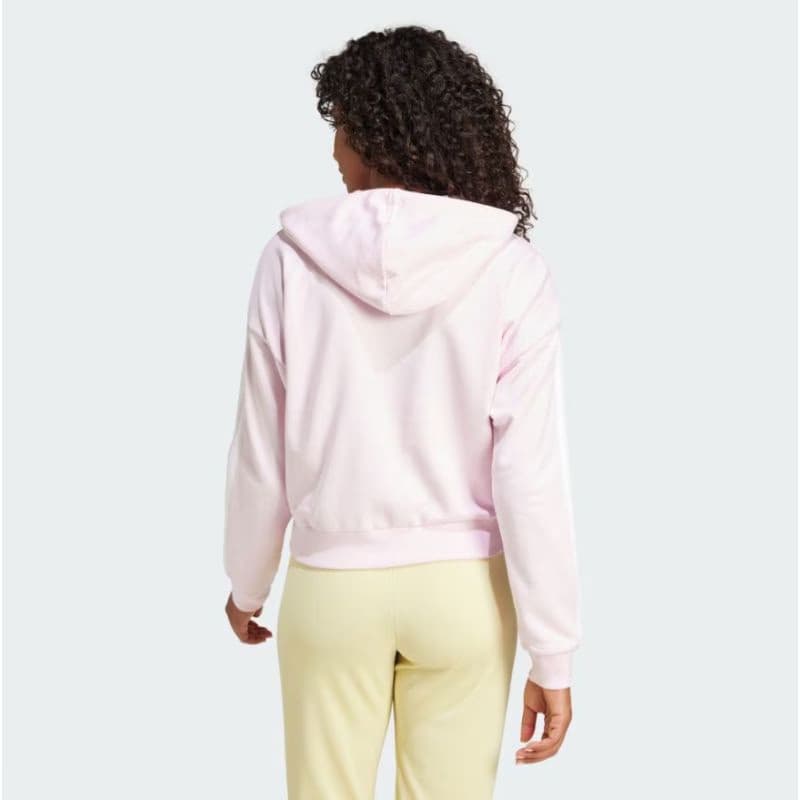 Dámska mikina so zipsom ADIDAS W 3S FT FZ HD CLPINK WHITE 5