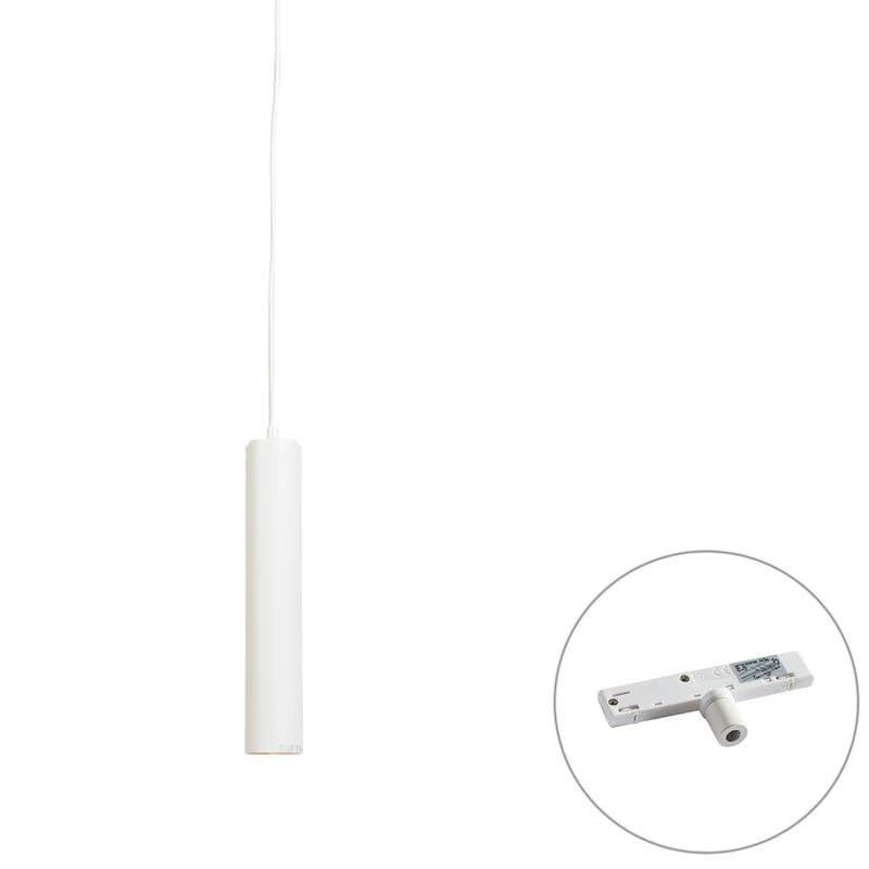 Dizajnové závesné svietidlo biele vrátane adaptéra na koľajnicu 1-fázové - Slimline Tuba Small
