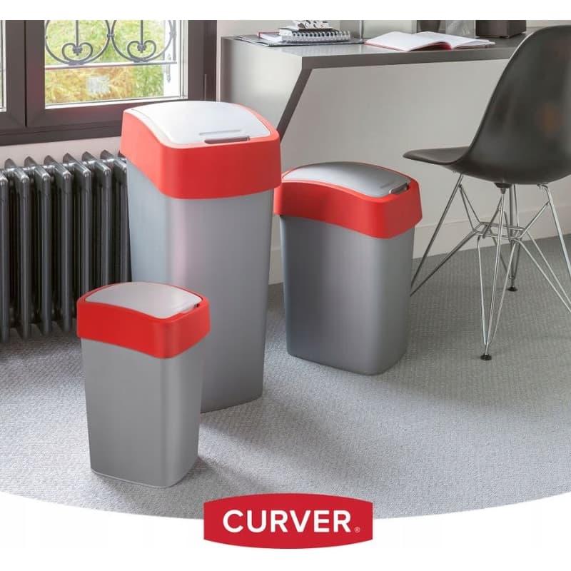 CURVER Odpadkový kôš FLIP BIN 25l | strieborná / červená 2