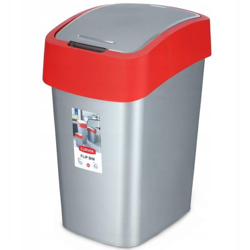 CURVER Odpadkový kôš FLIP BIN 25l | strieborná / červená 3