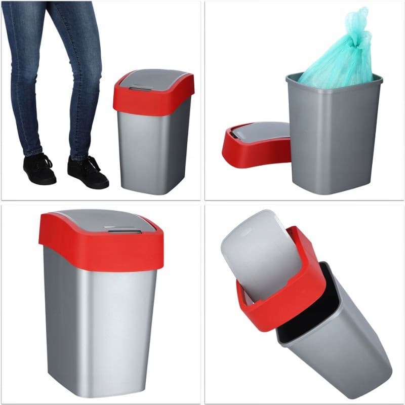 CURVER Odpadkový kôš FLIP BIN 25l | strieborná / červená 5