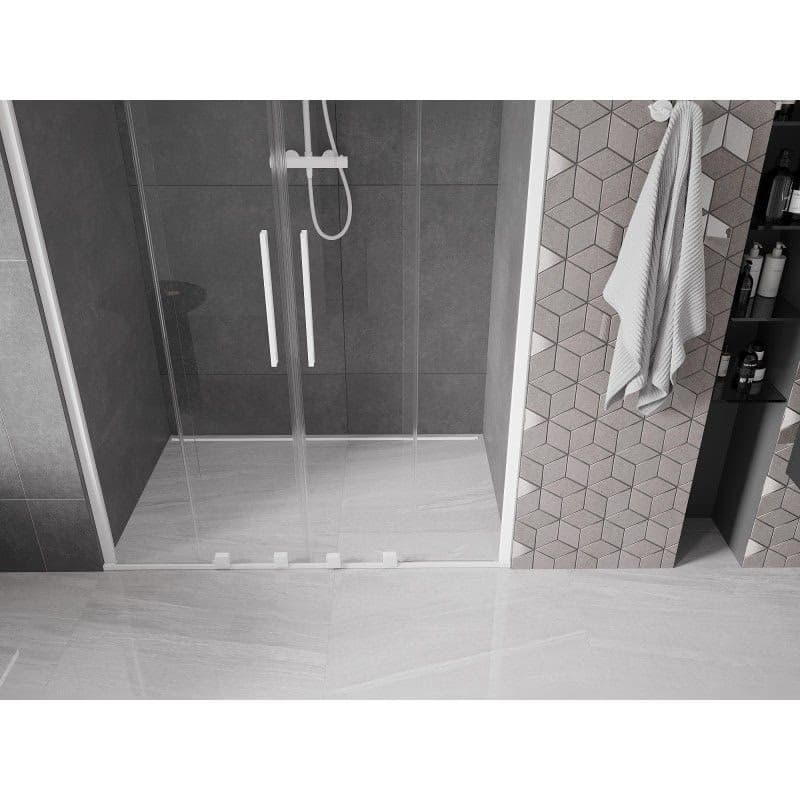 MEXEN/S - Velar Duo posuvné sprchové dvere 150, transparent, białe 871-150-000-02-20 2