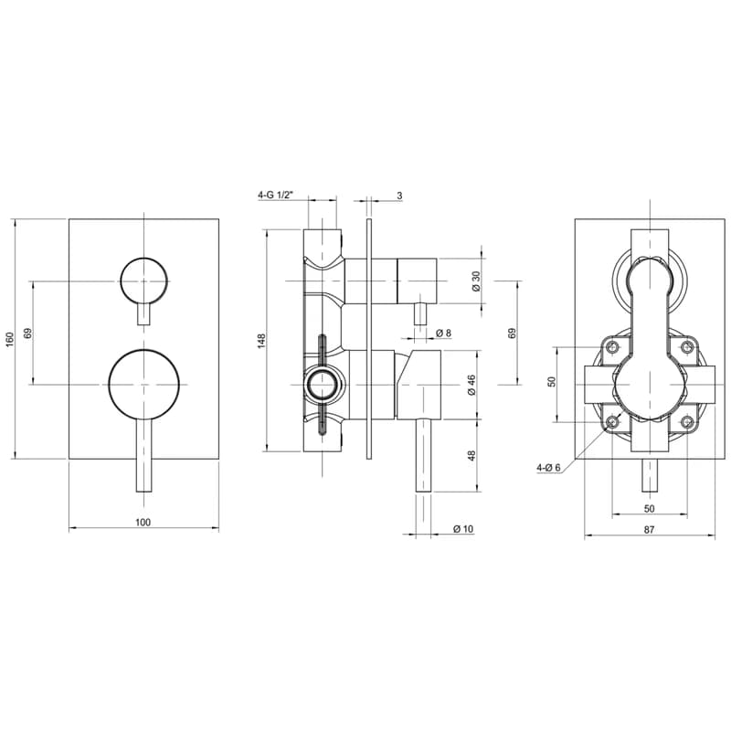 SAPHO - MINIMAL podomietková sprchová batéria, 2 výstupy, nerez mat MI042 3