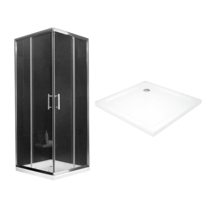 MEXEN/S - Rio Sprchovací kút štvorcový 80x80, transparent, chrom + vanička so sifónom 860-080-080-01-00-4010