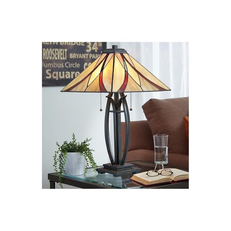 Elstead QZ-ASHEVILLE-TL - Stolná lampa Tiffany ASHEVILLE 2xE27/60W/230V QZ-ASHEVILLE-TL