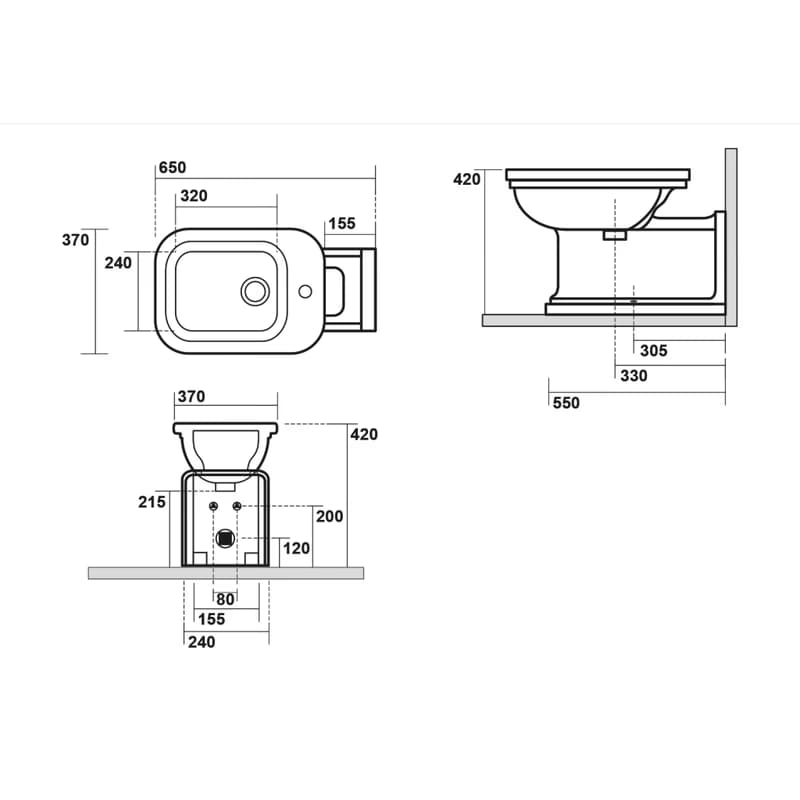 KERASAN - WALDORF bidet 37x65cm, biela 4120K1 5