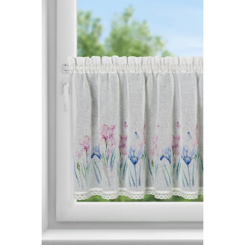 ArtFir Krátka záclona DOLOREZ P | biela/fialová 150 x 60 cm