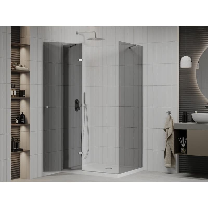MEXEN/S - Roma sprchovací kút 90x80, grafit, chróm + biela vanička so sifónom 854-090-080-01-40-4010 3