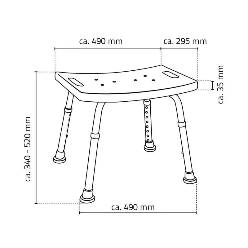 RIDDER - HANDICAP Kúpeľňová stolička, nastavitelná výška, biela A00601101 3