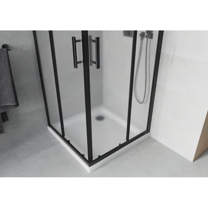 MEXEN/S - Rio sprchovací kút štvorec 90x90, dekor, čierna + biela vanička so sifónom 860-090-090-70-30-4010B 5